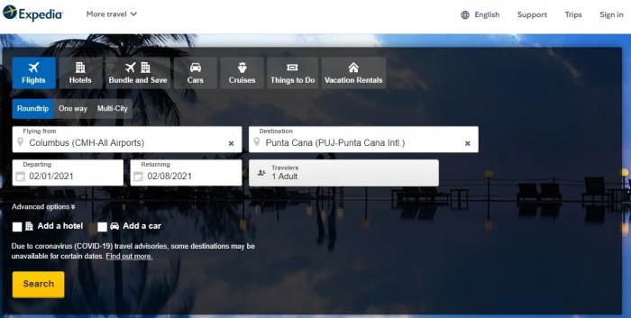 Expedia flights