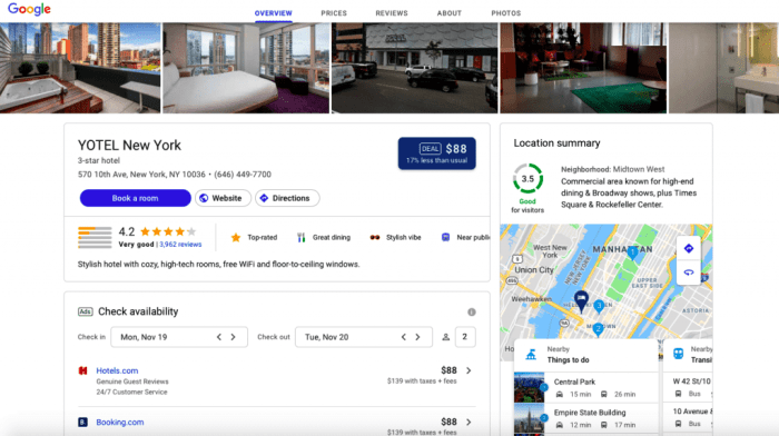 Google hotels